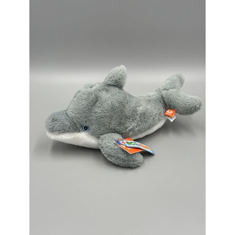 Gray Dolphin Plush W/ Blue Eyes 12” Stuffed Ocean Animal Wild Republic
